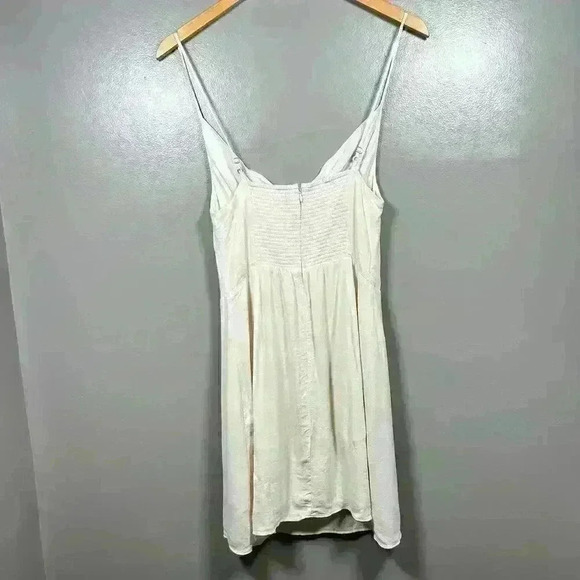 ARITZIA Cowl Neck Strappy A Line Mini Slip Dress White Cream Smocked Back  M - Picture 6 of 10